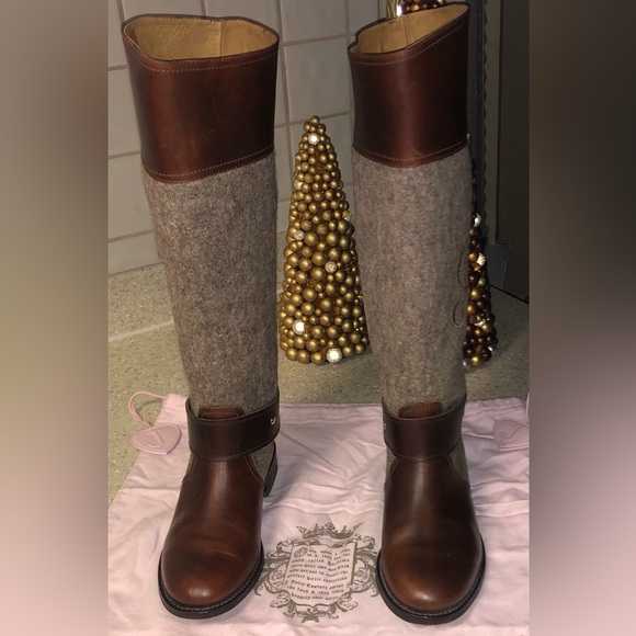 JUICY COUTURE RARE Y2K vintage tall riding boots w/dust bag embroidered JC monog - Picture 6 of 15